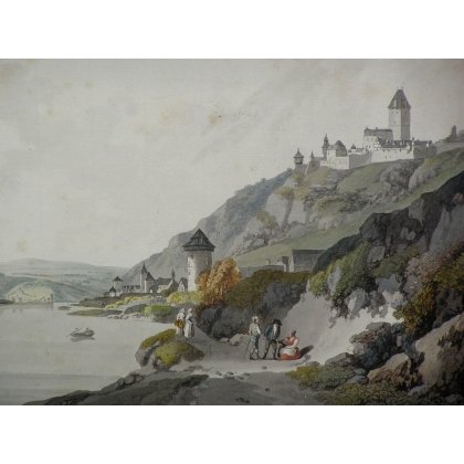 Engraving "View from Caub towards Oberwesel" by Moinat SA – Antiques and decorative items – Engravings, lithographs