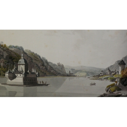 Engraving "View from Caub towards Oberwesel" by Moinat SA – Antiques and decorative items – Engravings, lithographs