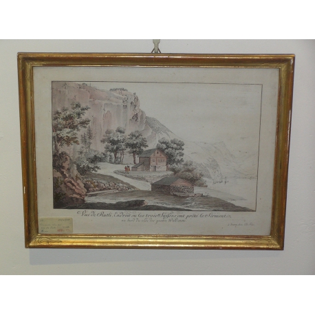 Coloured engraving  "View of Rutli,  by Moinat SA  - Antiques and decorative items -  Engravings, lithographs