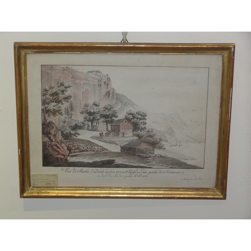 Gravure coloriée "Vue de Rutli,