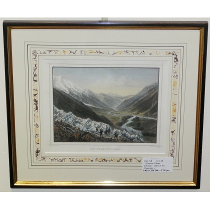Gravure colorièe "Das Chamouny-Thal"  sur Moinat SA  - Antiquités décoration -  Gravures, Lithos