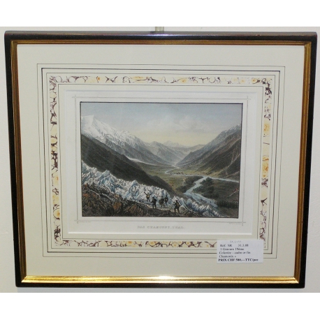 Kolorierter Stich „Das Chamouny-Thal“ von Moinat SA – Antiquitäten und Dekoration – Stiche, Lithografien