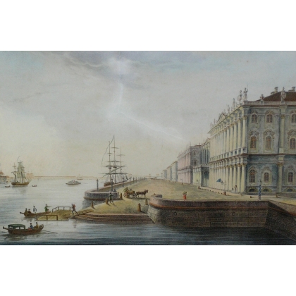 Pair of Russian engravings, painted on Moinat SA – Antiques and decorative items – Engravings, lithographs