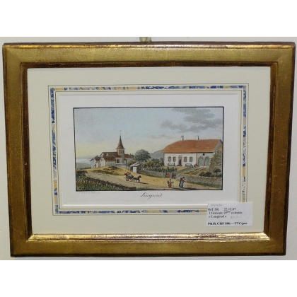 Gravure coloriée "Longirod" de WEIBEL  sur Moinat SA  - Antiquités décoration -  Gravures, Lithos
