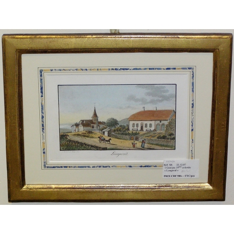 Kolorierter „Longirod“-Stich von WEIBEL bei Moinat SA – Antiquitäten und Dekoration – Stiche, Lithografien