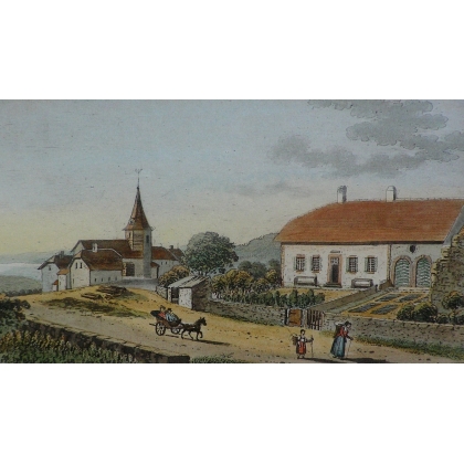 Kolorierter „Longirod“-Stich von WEIBEL bei Moinat SA – Antiquitäten und Dekoration – Stiche, Lithografien