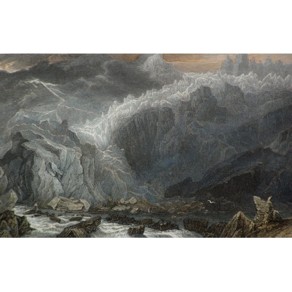 Stich „Die Quelle des Arveiron bei Moinat SA“ – Antiquitäten und Dekoration – Stiche, Lithografien