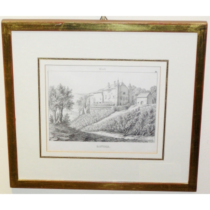 Gravure "Bavois"  sur Moinat SA  - Antiquités décoration -  Gravures, Lithos