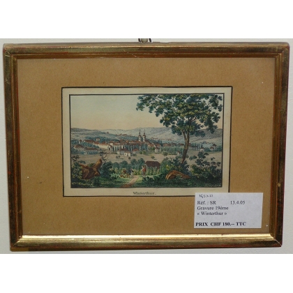 Gravure "Winterthur"  sur Moinat SA  - Antiquités décoration -  Gravures, Lithos