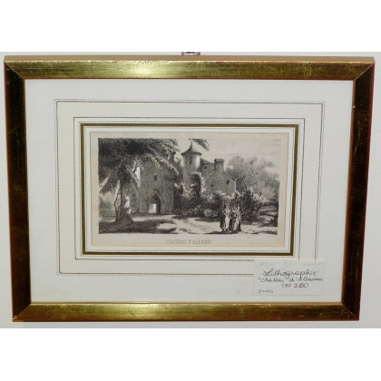 Lithographie "Château de Aleman"  sur Moinat SA  - Antiquités décoration -  Gravures, Lithos