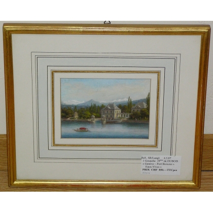 Gouache "Genève - Le Port Boissier aux Eaux-Vives"  sur Moinat SA  - Antiquités décoration -  Gouaches, Aquarelles, Pastels
