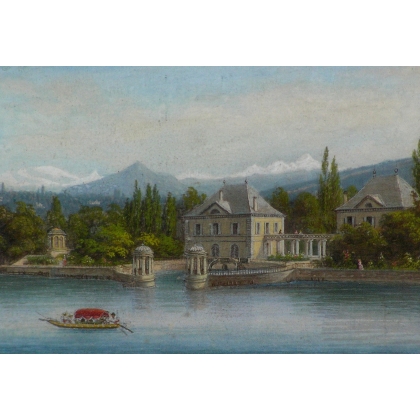 Gouache „Genf – Le Port Boissier in Eaux-Vives“ bei Moinat SA – Antiquitäten und Dekorationsgegenstände – Gouachen, Aquarelle, P