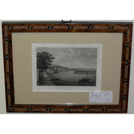 Gravure "Monument de la Harpe à Rolle"  sur Moinat SA  - Antiquités décoration -  Gravures, Lithos