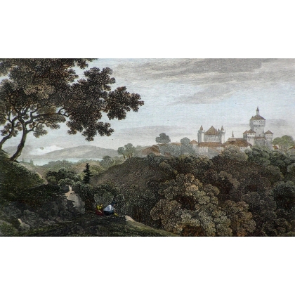 Gravure "Lausanne" de RÖSEL  sur Moinat SA  - Antiquités décoration -  Gravures, Lithos