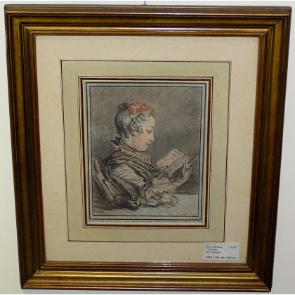 Engraving "Woman Reading" by F. BOUCHER  at Moinat SA  - Antiques and decorative items -  Engravings, Lithographs