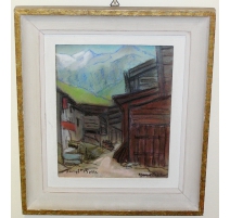 Pastel "Bourg de St.Pierre"", signé