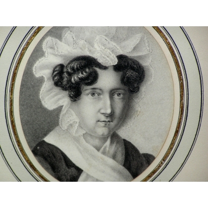 Gravure "Portrait de Femme" d'après F.  sur Moinat SA  - Antiquités décoration -  Gravures, Lithos