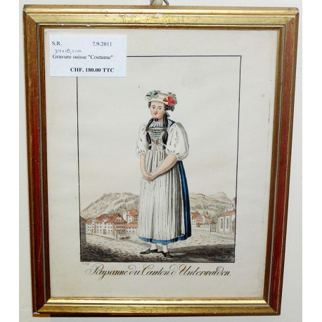 Gravure "Paysanne du canton  sur Moinat SA  - Antiquités décoration -  Gravures, Lithos