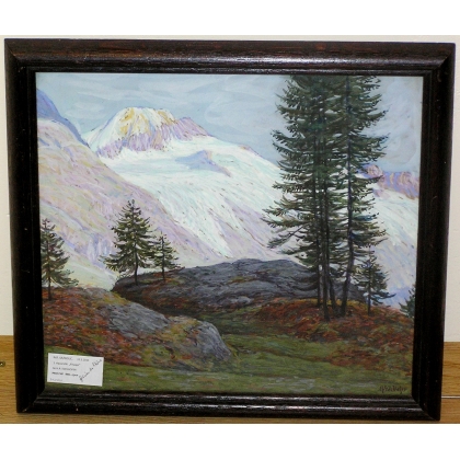 Aquarelle "Paysage glacier du Rhône"  sur Moinat SA  - Antiquités décoration -  Gouaches, Aquarelles, Pastels