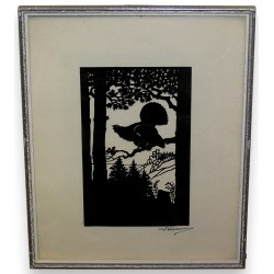 Schnitzbild „Coq de Bruyère“ von Moinat SA – Antiquitäten und Dekoration