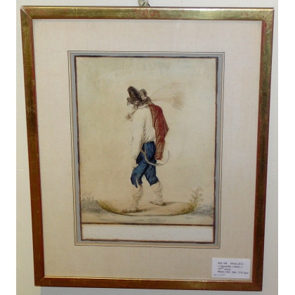 Aquarelle "faucheur", Italie  sur Moinat SA  - Antiquités décoration -  Gouaches, Aquarelles, Pastels