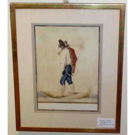 Aquarelle "faucheur", Italie  sur Moinat SA  - Antiquités décoration -  Gouaches, Aquarelles, Pastels