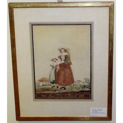 Aquarelle "Jeunes filles de Frascati",  sur Moinat SA  - Antiquités décoration -  Gouaches, Aquarelles, Pastels
