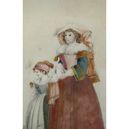 Aquarelle "Jeunes filles de Frascati",  sur Moinat SA  - Antiquités décoration -  Gouaches, Aquarelles, Pastels