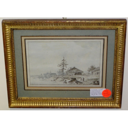 Dessin à l'encre de Chine, aquarellé  sur Moinat SA  - Antiquités décoration -  Gouaches, Aquarelles, Pastels