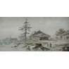 Dessin à l'encre de Chine, aquarellé  sur Moinat SA  - Antiquités décoration -  Gouaches, Aquarelles, Pastels