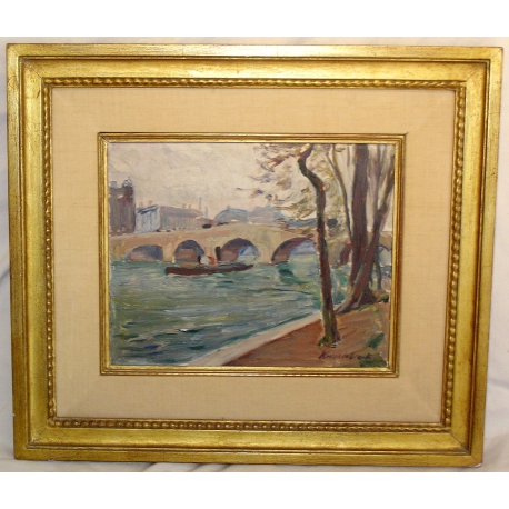 Paintings | Oil on panel, ‘View of Paris’, signed Moinat SA  – Antiques and home décor