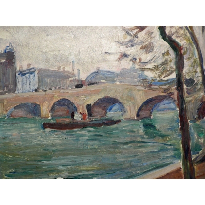 Paintings | Oil on panel, ‘View of Paris’, signed Moinat SA  – Antiques and home décor