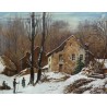 Gouache "Paysage neige", non signée  sur Moinat SA  - Antiquités décoration -  Gouaches, Aquarelles, Pastels