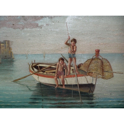 Paintings | Oil on wood, ‘Seascape’, signed V Moinat SA  – Antiques and home décor