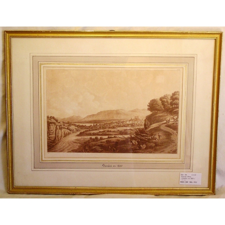 Gravure "Genève en 1800" par DE BEAUMONT  sur Moinat SA  - Antiquités décoration -  Gravures, Lithos