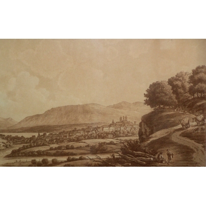 Gravure "Genève en 1800" par DE BEAUMONT  sur Moinat SA  - Antiquités décoration -  Gravures, Lithos