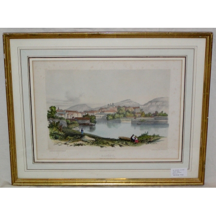 Gravure "Genève" de Dandiran  sur Moinat SA  - Antiquités décoration -  Gravures, Lithos