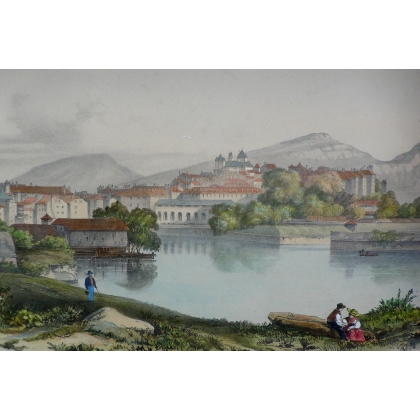 Gravure "Genève" de Dandiran  sur Moinat SA  - Antiquités décoration -  Gravures, Lithos