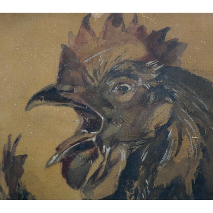 Aquarelle "Coq", France  sur Moinat SA  - Antiquités décoration -  Gouaches, Aquarelles, Pastels