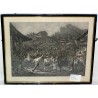 Gravure noir et blanc \"Fête du jet des pierres\"