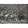 Gravure noir et blanc \"Fête du jet des pierres\"