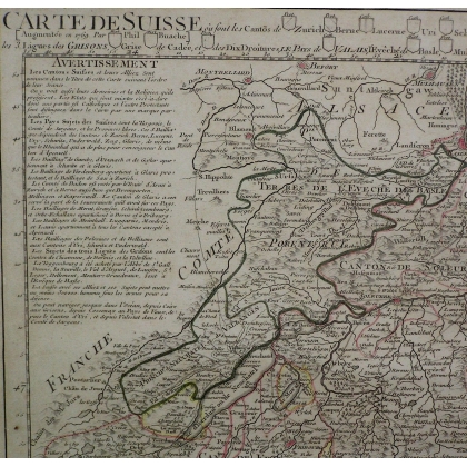 Engraving ‘Map of Switzerland’ by BUACHE, 1769, on Moinat SA – Antiques and decorative items – Engravings, lithographs