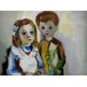 Paintings | Oil on panel, ‘2 Children’, signed Moinat SA  – Antiques and home décor