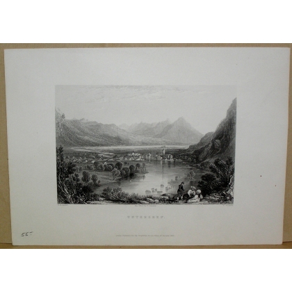 Gravure "Unterseen" de BARTLETT  sur Moinat SA  - Antiquités décoration -  Gravures, Lithos