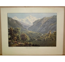 Gravure "Vue du Château d'Unspunnen"