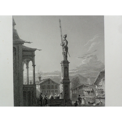Gravure "Statue of Arnold von Winkelreid"  sur Moinat SA  - Antiquités décoration -  Gravures, Lithos