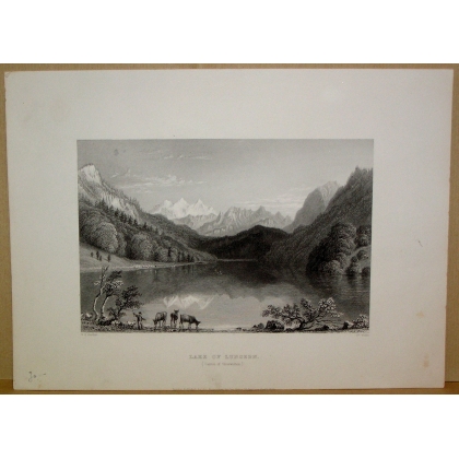 Gravure "Lake of Lungern" de BARTLETT  sur Moinat SA  - Antiquités décoration -  Gravures, Lithos