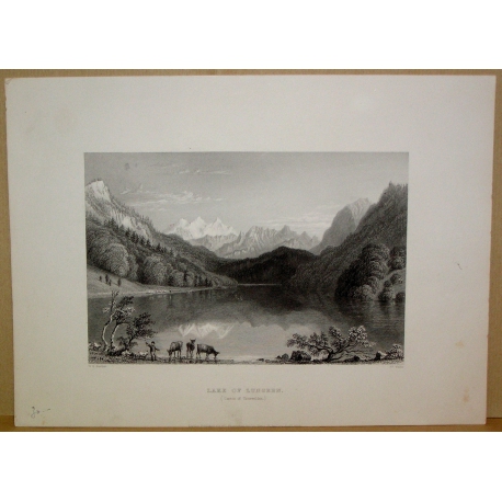 Gravure "Lake of Lungern" de BARTLETT  sur Moinat SA  - Antiquités décoration -  Gravures, Lithos