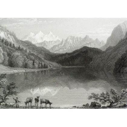 Gravure "Lake of Lungern" de BARTLETT  sur Moinat SA  - Antiquités décoration -  Gravures, Lithos