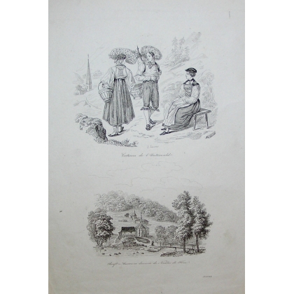 Gravure "Costumes de l'Unterwald et  sur Moinat SA  - Antiquités décoration -  Gravures, Lithos